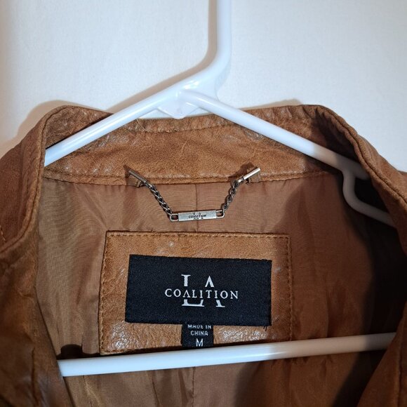 LA Coalition Brown faux leather jacket‎ womens size Medium - Picture 7 of 10